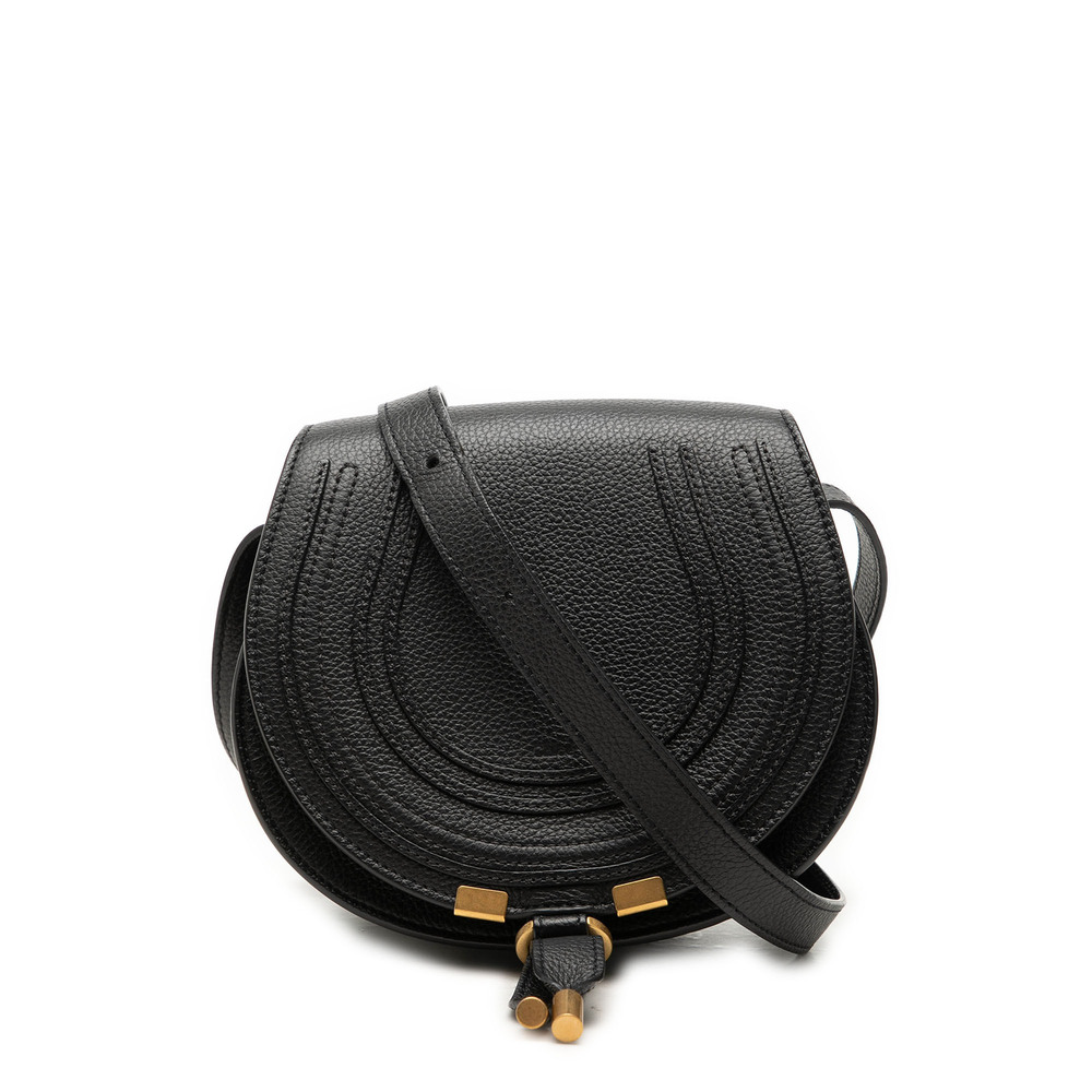 Pre-Loved Chloé Small Grained Leather Marcie Saddle Crossbody